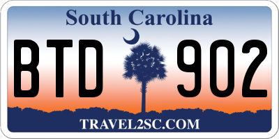 SC license plate BTD902