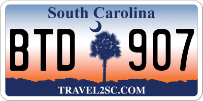 SC license plate BTD907