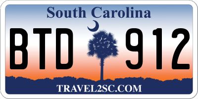 SC license plate BTD912