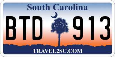 SC license plate BTD913