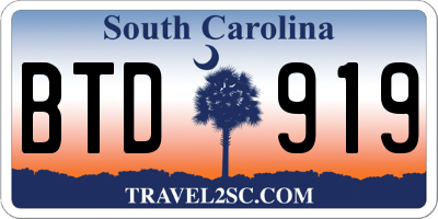 SC license plate BTD919