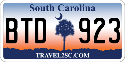 SC license plate BTD923
