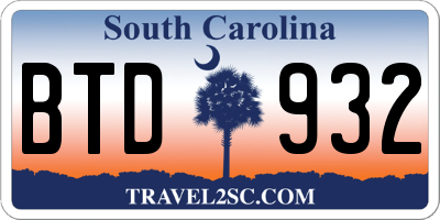 SC license plate BTD932