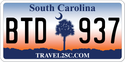 SC license plate BTD937