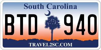 SC license plate BTD940