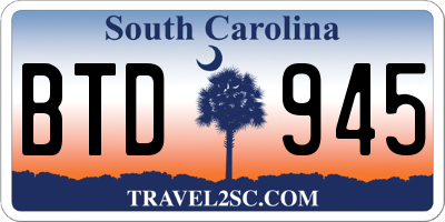 SC license plate BTD945