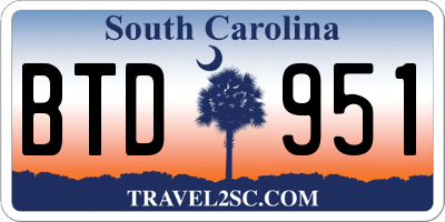 SC license plate BTD951