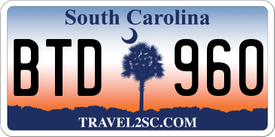 SC license plate BTD960