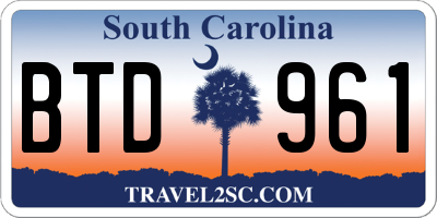SC license plate BTD961