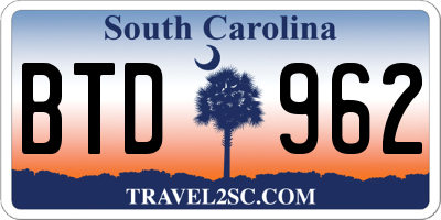 SC license plate BTD962