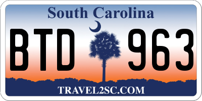 SC license plate BTD963