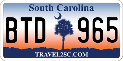 SC license plate BTD965
