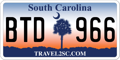 SC license plate BTD966