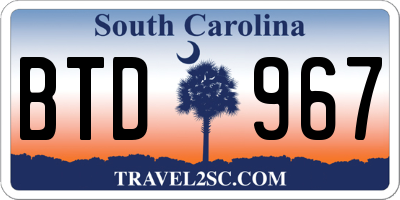 SC license plate BTD967