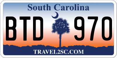 SC license plate BTD970