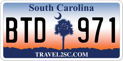 SC license plate BTD971