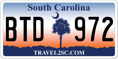 SC license plate BTD972