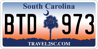 SC license plate BTD973