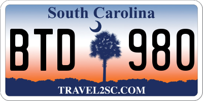 SC license plate BTD980