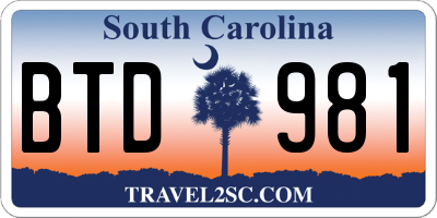SC license plate BTD981