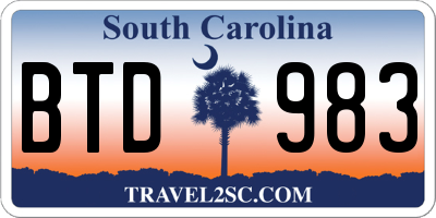 SC license plate BTD983