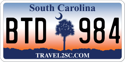 SC license plate BTD984