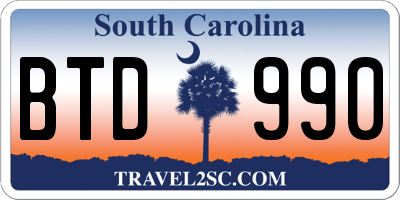 SC license plate BTD990