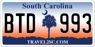SC license plate BTD993