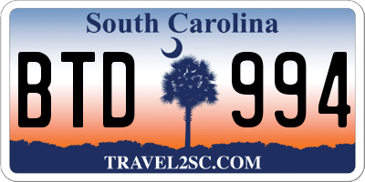 SC license plate BTD994