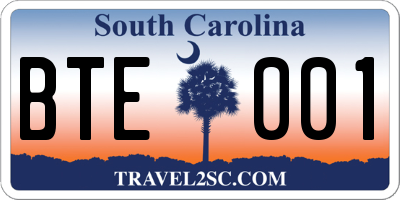 SC license plate BTE001