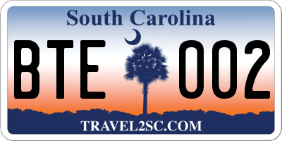 SC license plate BTE002