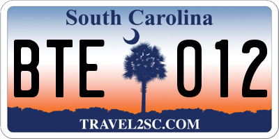 SC license plate BTE012