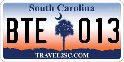SC license plate BTE013