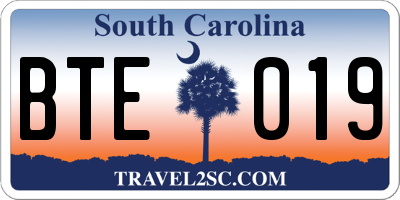 SC license plate BTE019