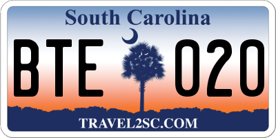 SC license plate BTE020