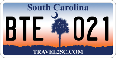 SC license plate BTE021