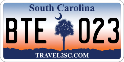 SC license plate BTE023
