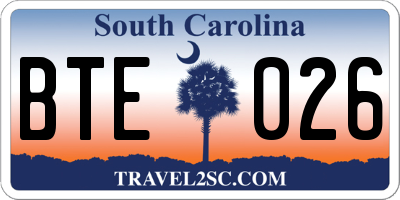 SC license plate BTE026