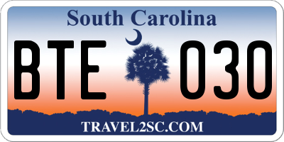 SC license plate BTE030