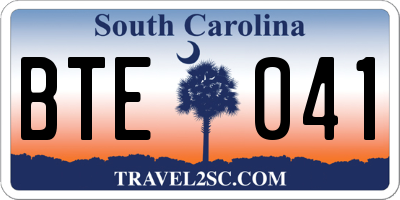 SC license plate BTE041