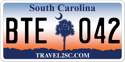 SC license plate BTE042
