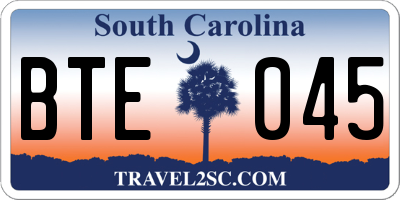 SC license plate BTE045