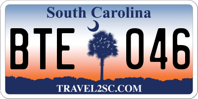 SC license plate BTE046