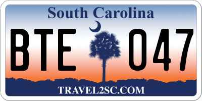 SC license plate BTE047