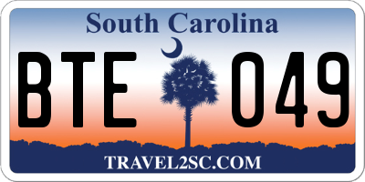 SC license plate BTE049