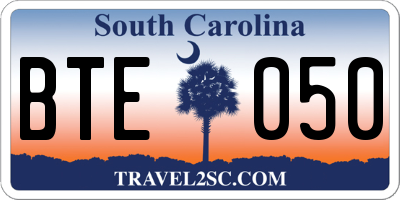 SC license plate BTE050