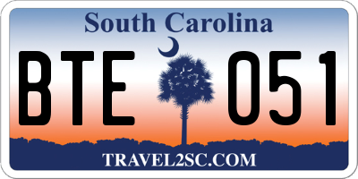 SC license plate BTE051