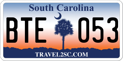 SC license plate BTE053