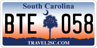 SC license plate BTE058