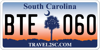 SC license plate BTE060